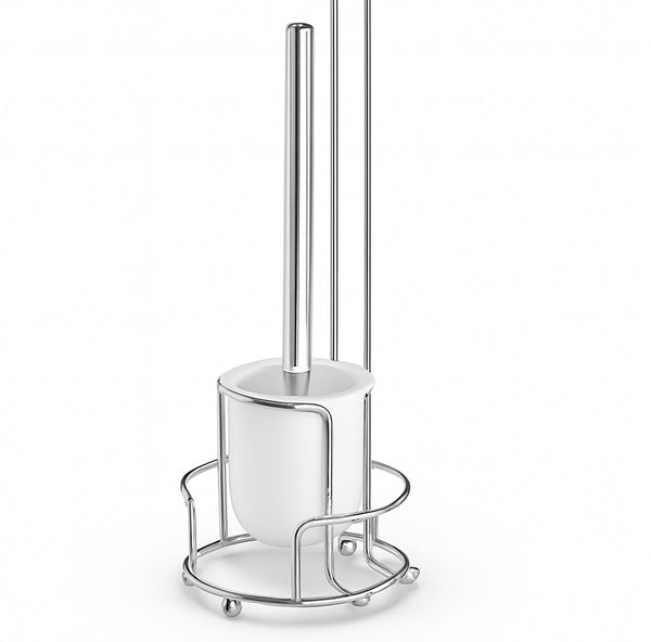 24" Tall - Toilet Paper Holder Stand With Toilet Brush