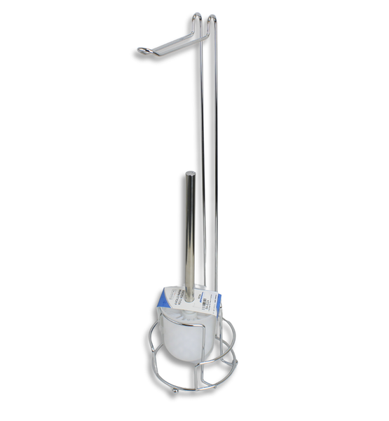 24" Tall - Toilet Paper Holder Stand With Toilet Brush