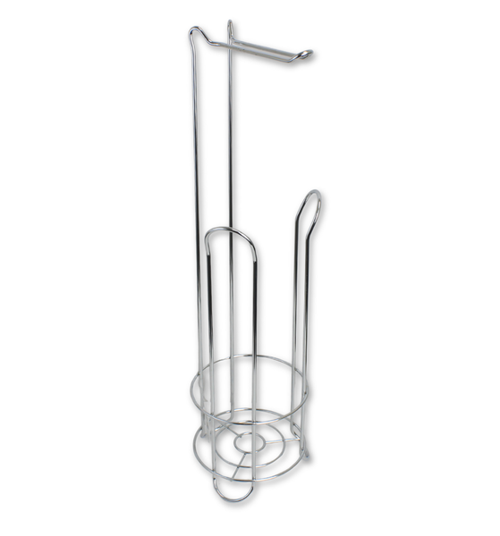 24" Tall - Silver Metal Toilet Paper Storage Stand Holder