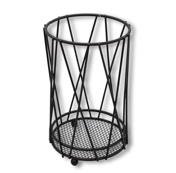 Matte Black Iron Kitchen Utensil Holder - 6.3" Tall