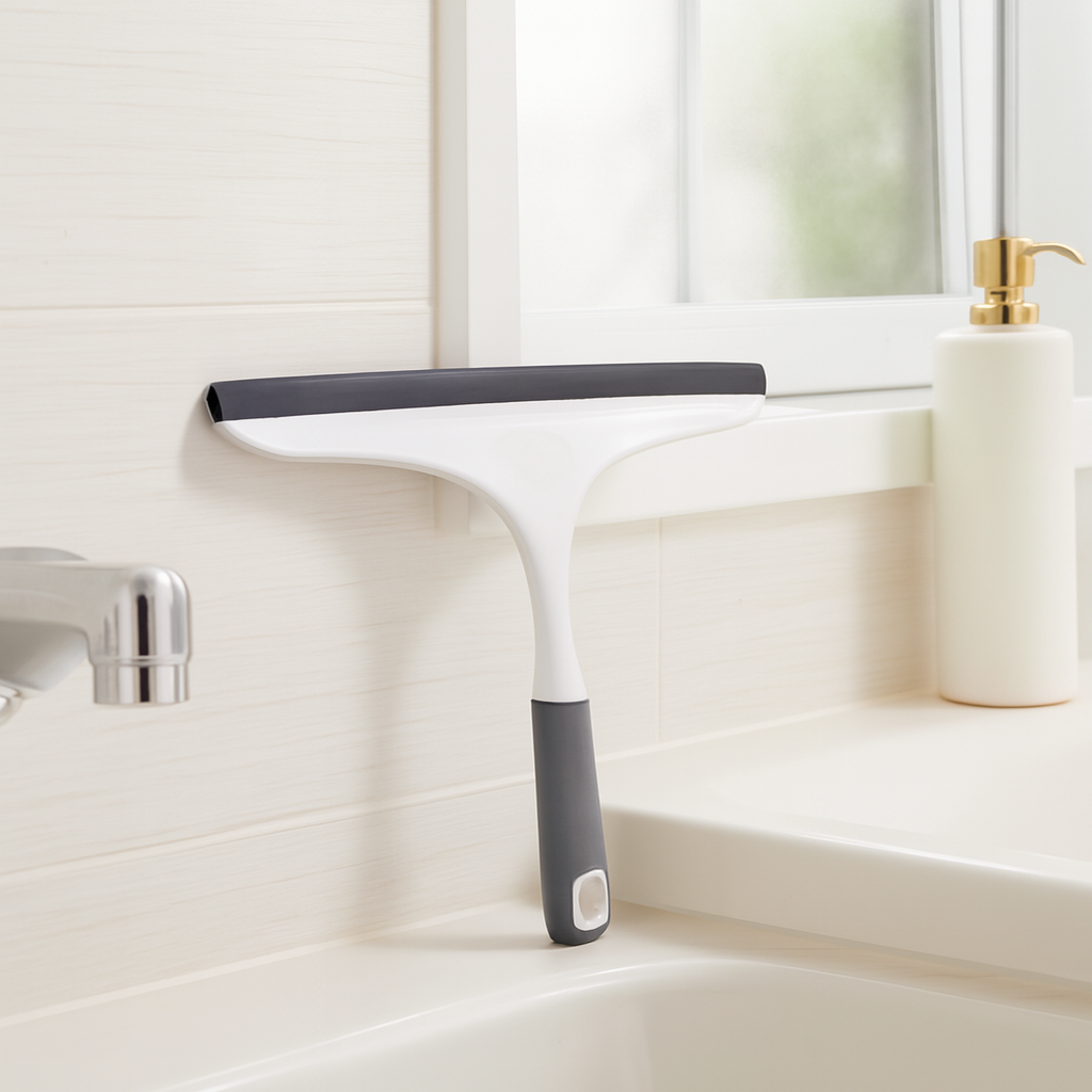 White Window Bathroom Cleaning Squeegee - 9" x 9.5".