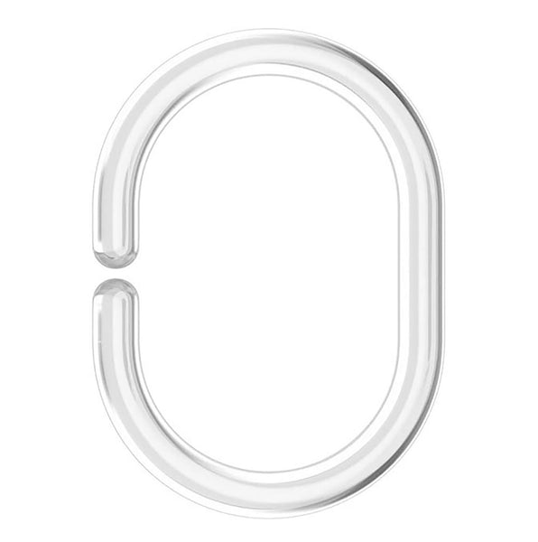 12 Piece Clear Premium Plastic Shower Curtain Hooks Rings C-Shape 2.3" Inches
