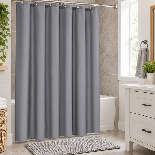 71" x 71" - Grey Vinyl Shower Curtain Liner Waterproof