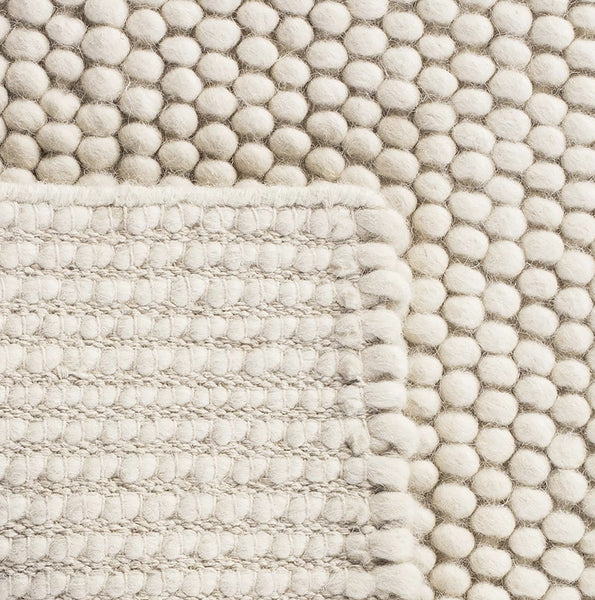2x3 Feet Ivory Cream Chunky Beads Hand-Woven Handmade Wool Natural Door Mat Area Rug