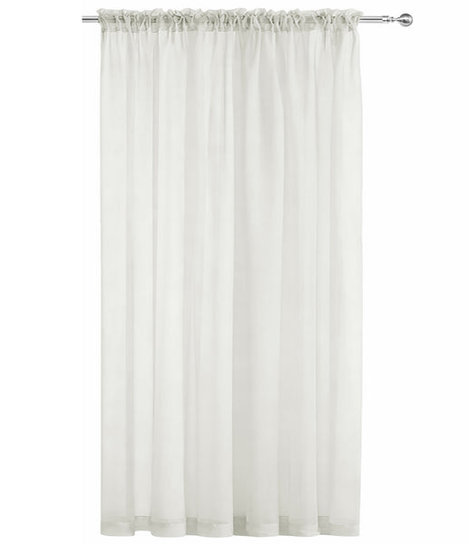 1 Piece Beige Sheer Rod Pocket Window Curtain Panel - 90" Inches Long