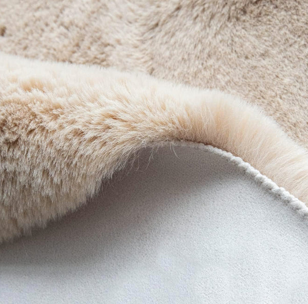 2x3 Feet Khaki Beige Faux Rabbit Fur Soft Plush Fuzzy Rug