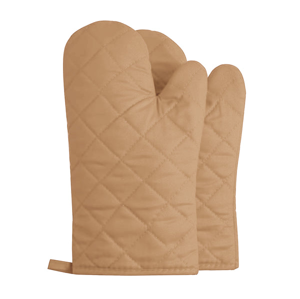 Beige Heat Resistant Thick Soft Quilted Lining Kitchen Oven Glove Mitts