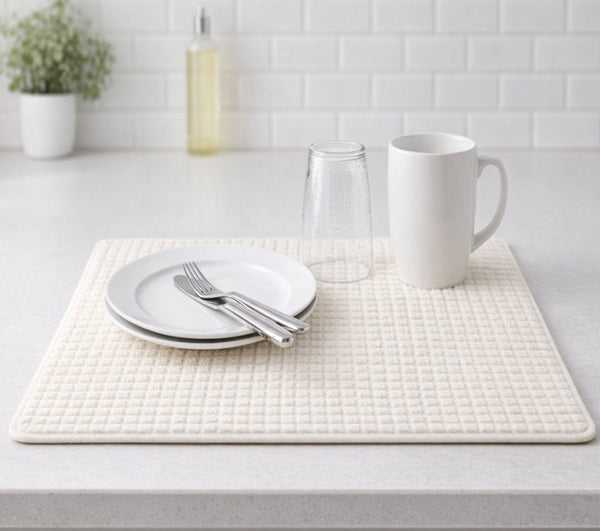 (Pack of 4) Beige Large Microfiber Soft Highly Absorbent Washable Dish Drying Mat - 20"x16"