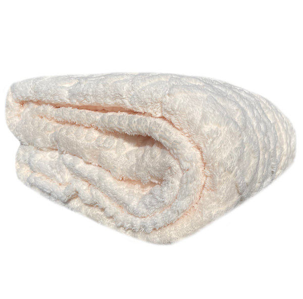 Sherpa Beige Embossed Throw Plush Cozy Super Soft Bed Blanket