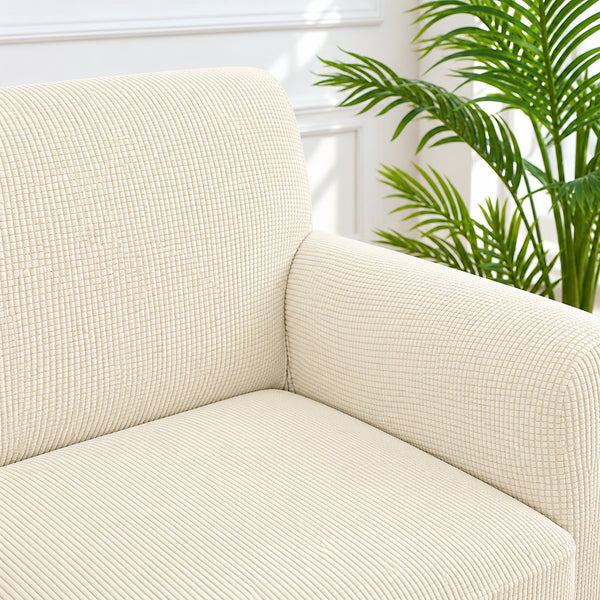 Beige 3-Piece Set 4-Way Stretch Ruffled Skirt Slipcover Sofa Loveseat & Armchair Cover Protector