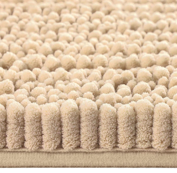 24"x16" - Beige Large Soft Cozy Plush Chenille Bath Mat Bathroom Rug