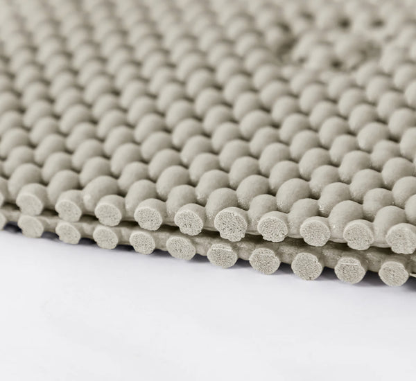 Extra Thick Long Beige Non-Slip Foam Bathtub Shower Mat With Suction Cups Fast Drying - 36" x 17"