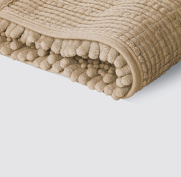 Large 2 Piece Set Beige Soft Cozy Plush Chenille Bath Mat Bathroom Rug