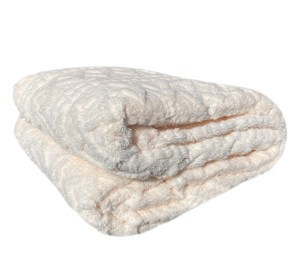 Sherpa Beige Embossed Throw Plush Cozy Super Soft Bed Blanket