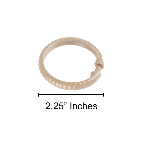 Beige 12 Piece Premium Plastic Shower Curtain Hooks Rings Round 2.25" Inches
