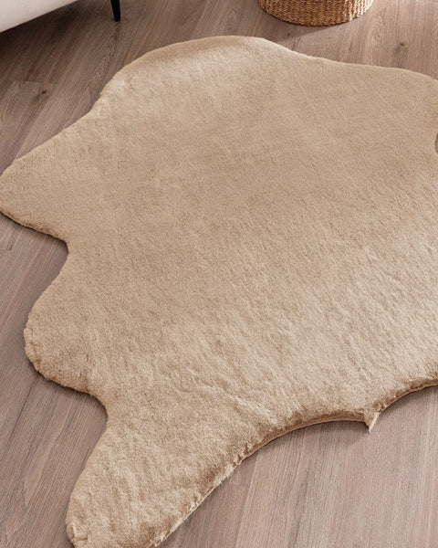 2x3 Feet Khaki Beige Faux Rabbit Fur Soft Plush Fuzzy Rug