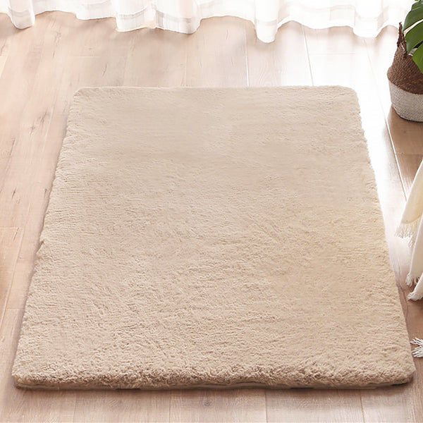Khaki Beige Faux Rabbit Fur Soft Plush Fuzzy Rug - 34" x 58"