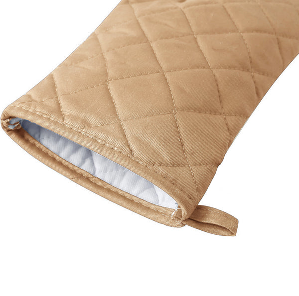 Beige Heat Resistant Thick Soft Quilted Lining Kitchen Oven Glove Mitts