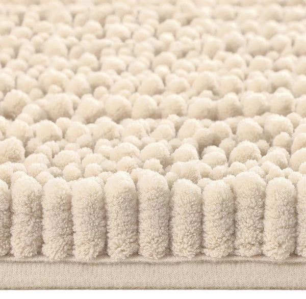 2pc Chenille Bath Mat Set, 20"x30" Rectangular Rug and 20"x20" Contour Toilet Mat, Birch