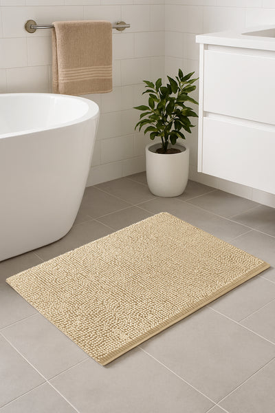 36"x24" - Beige Large Soft Cozy Plush Chenille Bath Mat Bathroom Rug