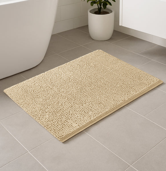 39"x24" - Beige Soft Cozy Plush Chenille Bath Mat Bathroom Rug