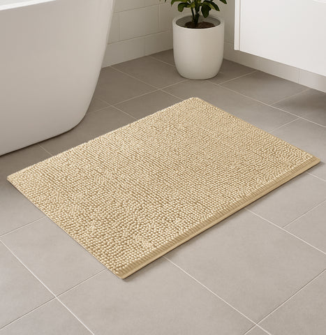 36"x24" - Beige Large Soft Cozy Plush Chenille Bath Mat Bathroom Rug