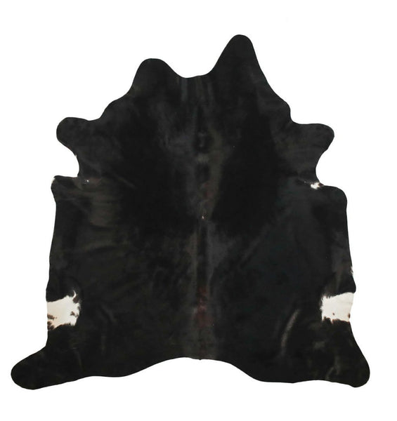 6' x 7' Feet Black Cowhide Handmade Soft Large Cow Hide Cow Skin Leather Animal Area Rug