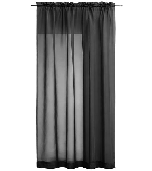 1 Piece Black Sheer Rod Pocket Window Curtain Panel - 90" Inches Long