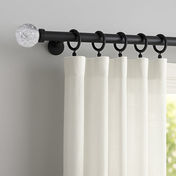 Clear Ball Bubbles Black Modern Curtain Rod For Windows (66" - 120")