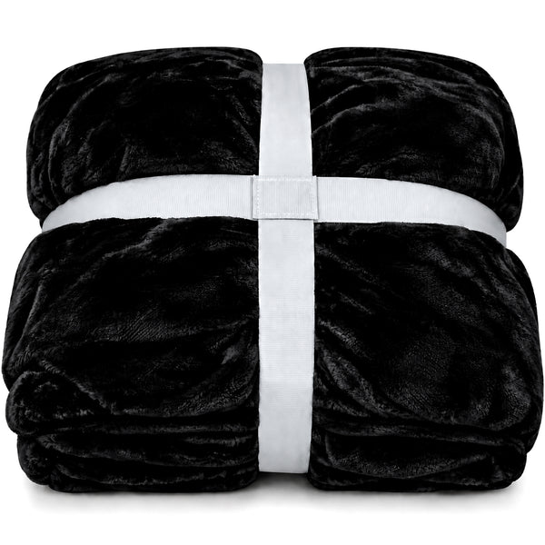 Solid Black Ultra Plush Fleece Ultra Soft Warm Cozy Bed Blanket