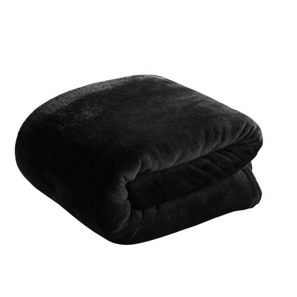 Black Super Soft Warm Flannel Fleece Plush Microfiber Bed Throw Blanket