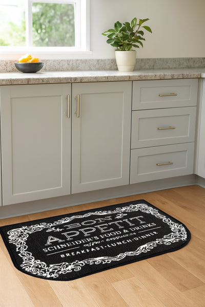 Black White Washable Kitchen Mat With Non-Slip Backing - 30"x18"