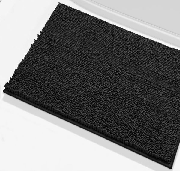 36"x24" - Black Large Soft Cozy Plush Chenille Bath Mat Bathroom Rug