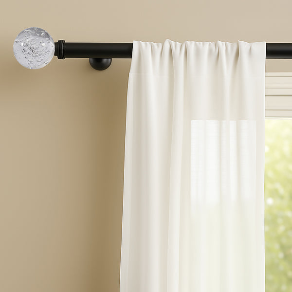 Clear Ball Bubbles Black Modern Curtain Rod For Windows (48" - 86")