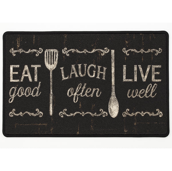Black Washable Kitchen Mat With Non-Slip Backing - 17"x24"