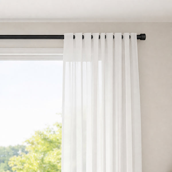 Black Adjustable Spring Tension Curtain Rod Heavy Duty Anti-slip 42-72" Inches