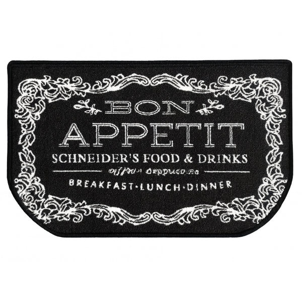 Black White Washable Kitchen Mat With Non-Slip Backing - 30"x18"