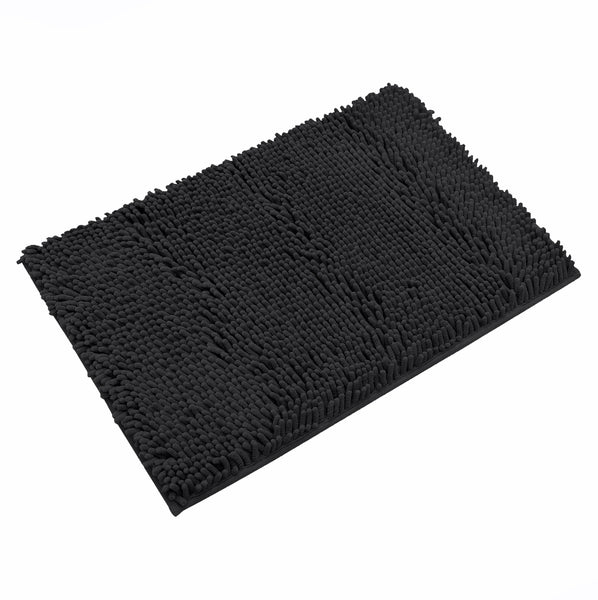 23" x 15" - Black Dog Door Mat Non-Slip Super Absorbent Quick Dry Chenille Microfiber Washable Pet Rug for Muddy Paws