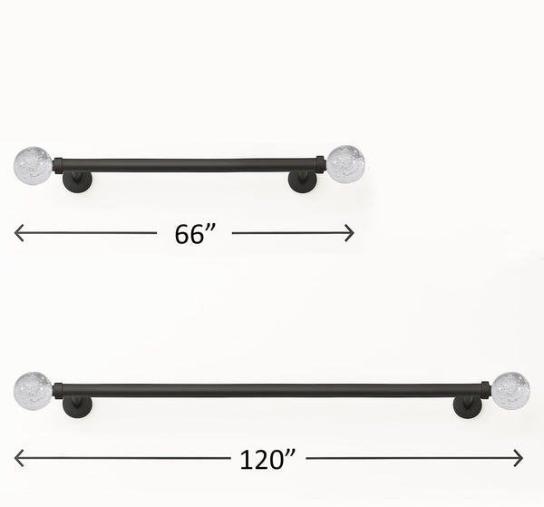 Clear Ball Bubbles Black Modern Curtain Rod For Windows (66" - 120")