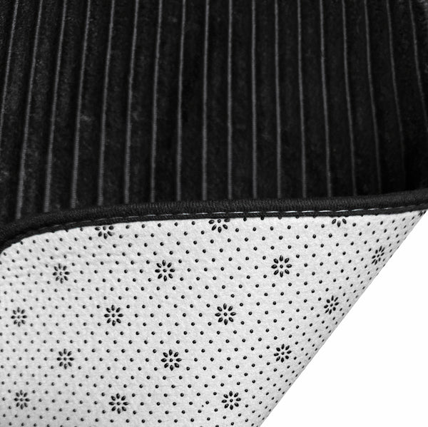 3 Piece Black Solid Stripes Textured Ultra Soft Thick Memory Foam Non-Slip Absorbent Bathroom Bath Mat Set