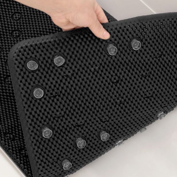 Black Non‑Slip Soft Foam Quick-Dry Soft Bath Tub Mat with Strong Suction Cups - 36" x 17"