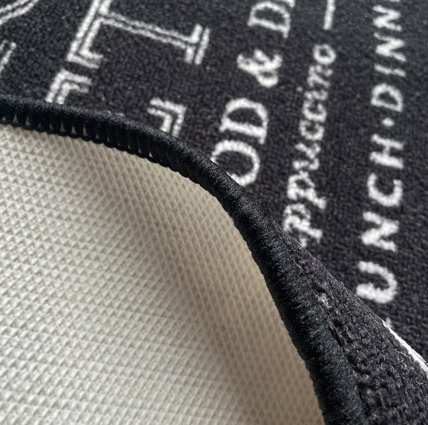 Black White Washable Kitchen Mat With Non-Slip Backing - 30"x18"