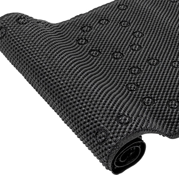 Black Non‑Slip Soft Foam Quick-Dry Soft Bath Tub Mat with Strong Suction Cups - 36" x 17"
