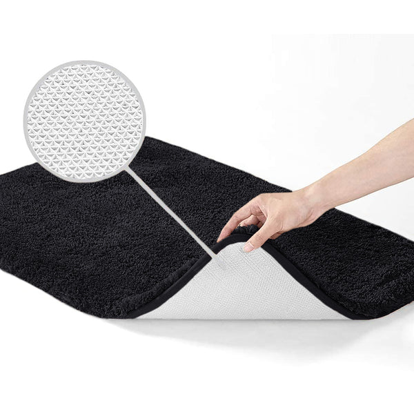 Large 2 Piece Light Grey Microfiber Soft Thick Plush Bath Mat Set