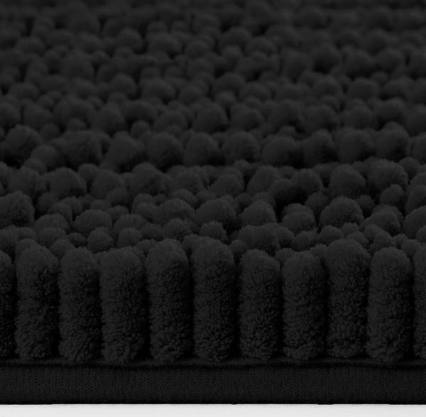 36"x24" - Black Large Soft Cozy Plush Chenille Bath Mat Bathroom Rug