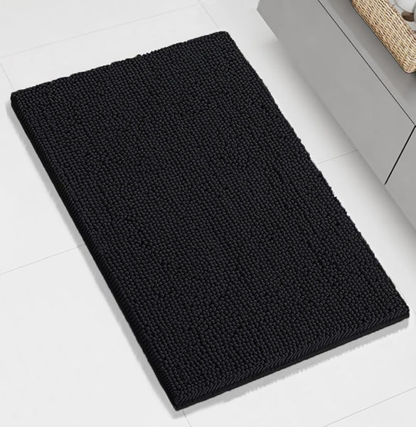 36"x24" - Black Large Soft Cozy Plush Chenille Bath Mat Bathroom Rug