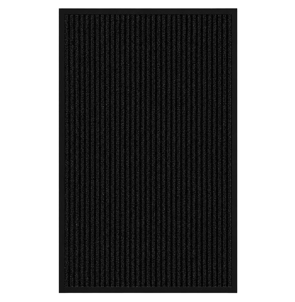 Pack of 2 Black Indoor Outdoor Heavy Duty Ribbed Entry Entrance Door Mat with Rubber Backing 17"x30"