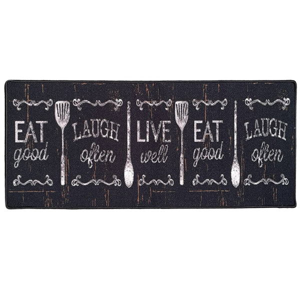 Black Washable Kitchen Runner Mat With Non-Slip Backing - 20"x55"