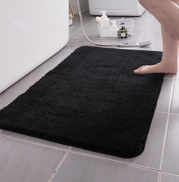 Large 2 Piece Light Grey Microfiber Soft Thick Plush Bath Mat Set