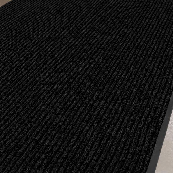 Pack of 2 Black Indoor Outdoor Heavy Duty Ribbed Entry Entrance Door Mat with Rubber Backing 17"x30"